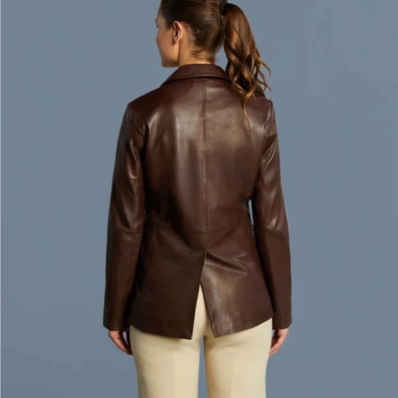 Brown Leather Blazer - Picture 7 of 7